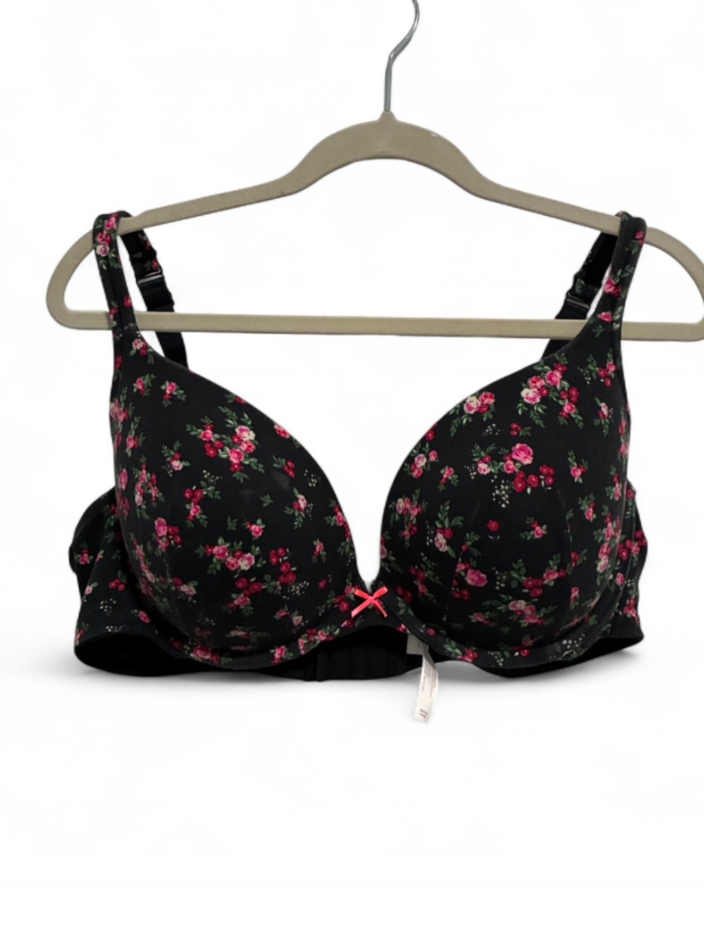Cacique Black Floral Boost Plunge Bra